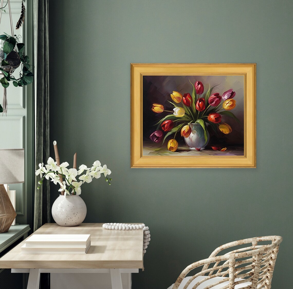 Tulips Overflowing Classical Still Life, Art Print - Image 2