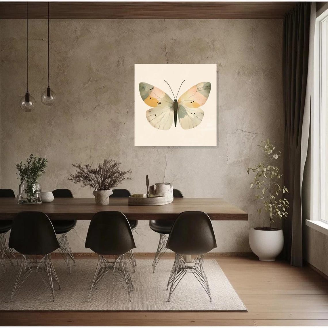 Soft Pastel Butterfly Watercolor Illustration on Cream Poster - Image 5