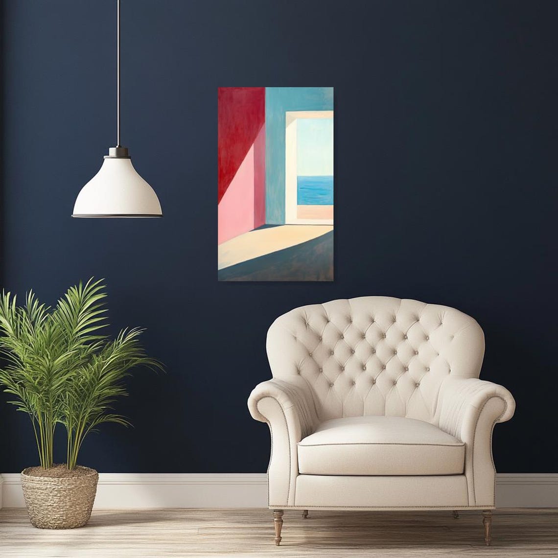 Color Block Coastal Scene Viewed Through an Open Doorway Poster - Image 2