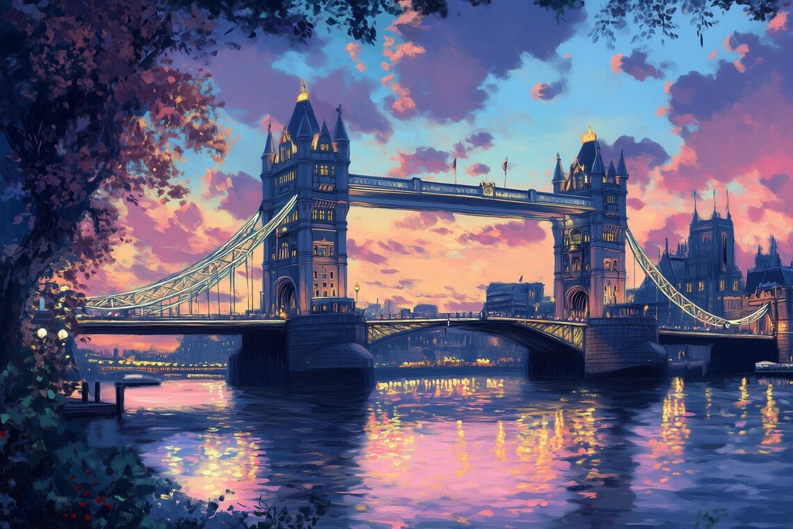 Tower Bridge, Impressionist Style Wall Art Print