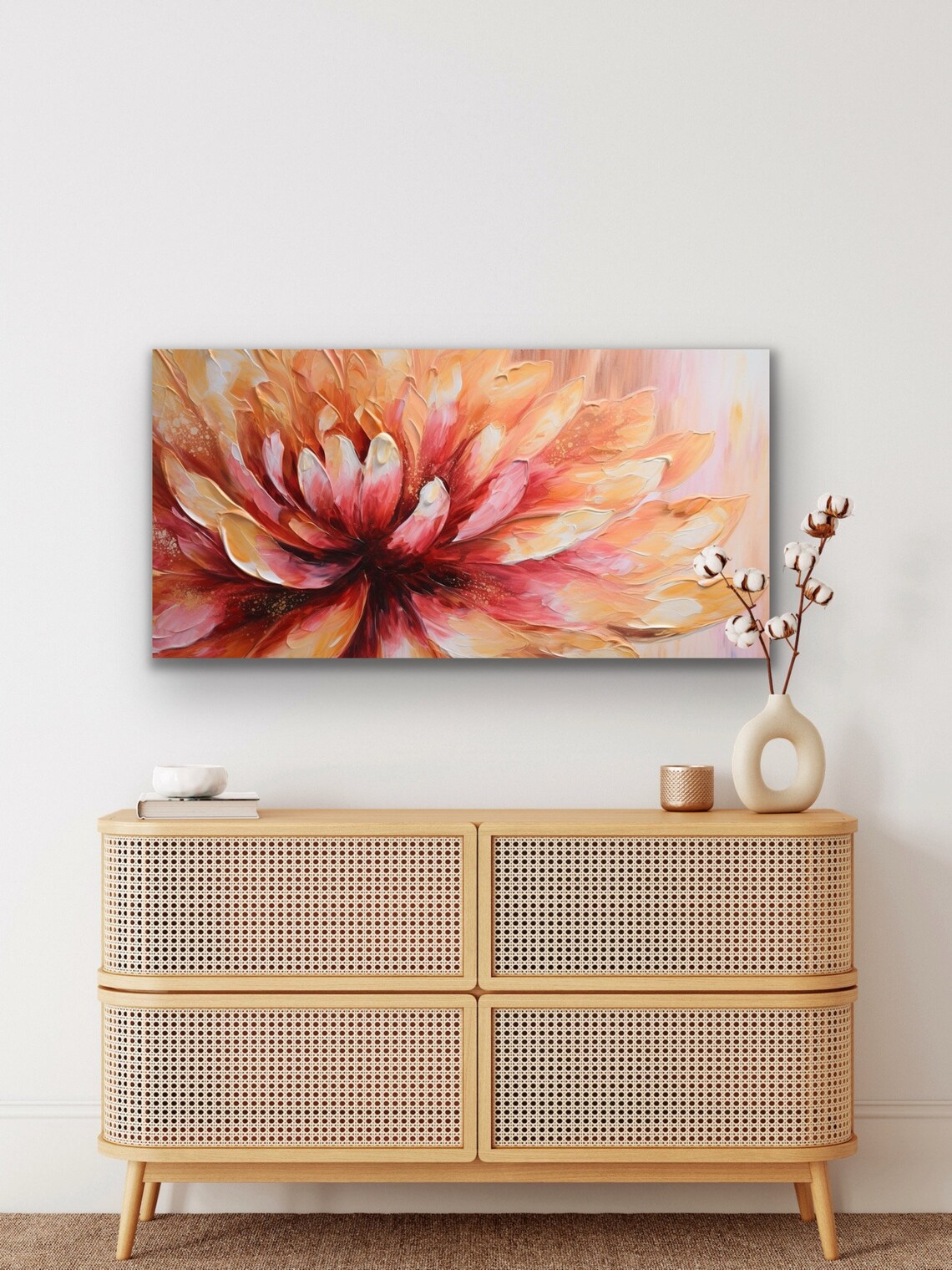 Fiery Orange Chrysanthemum Close-Up Impasto Floral Art Poster - Image 2