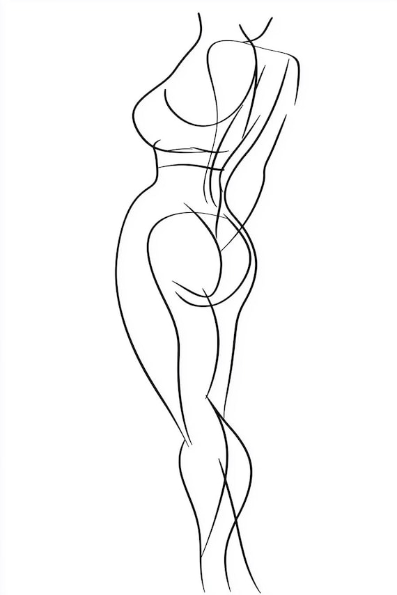 Minimalist One Line Drawing of a Female Body Silhouette Poster