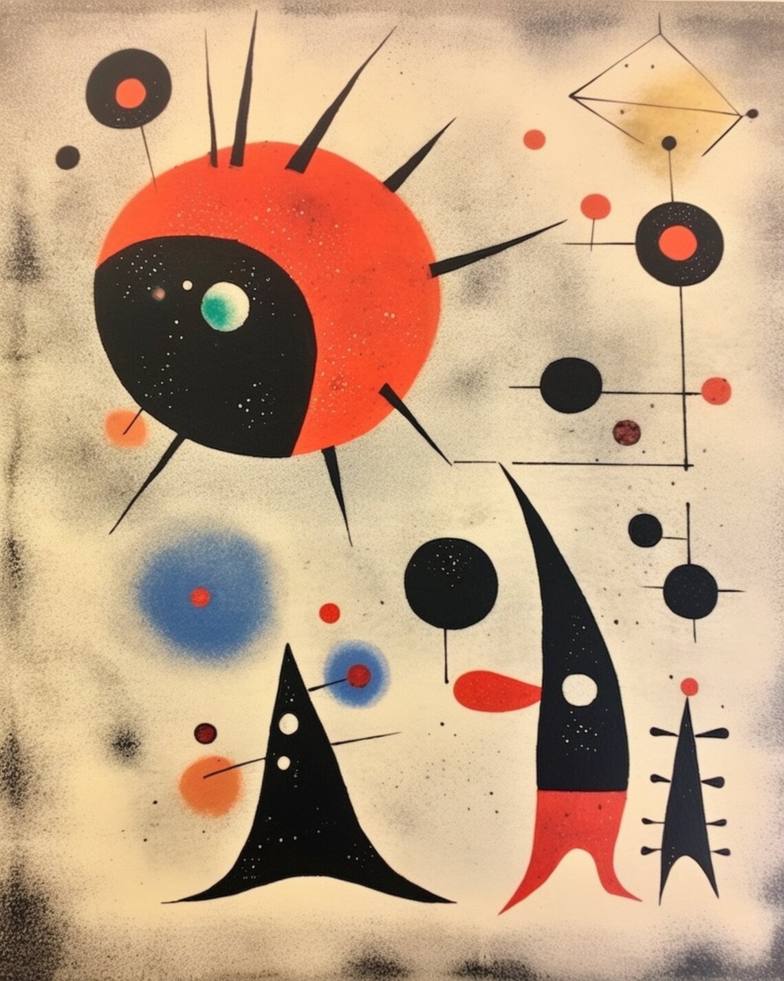 Abstract Rocket Shapes, Miro-Inspired Art Print