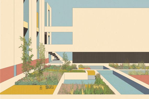Modern Architectural Print Inspired By Le Corbusiers Colorful Geometric Design For Home Decor