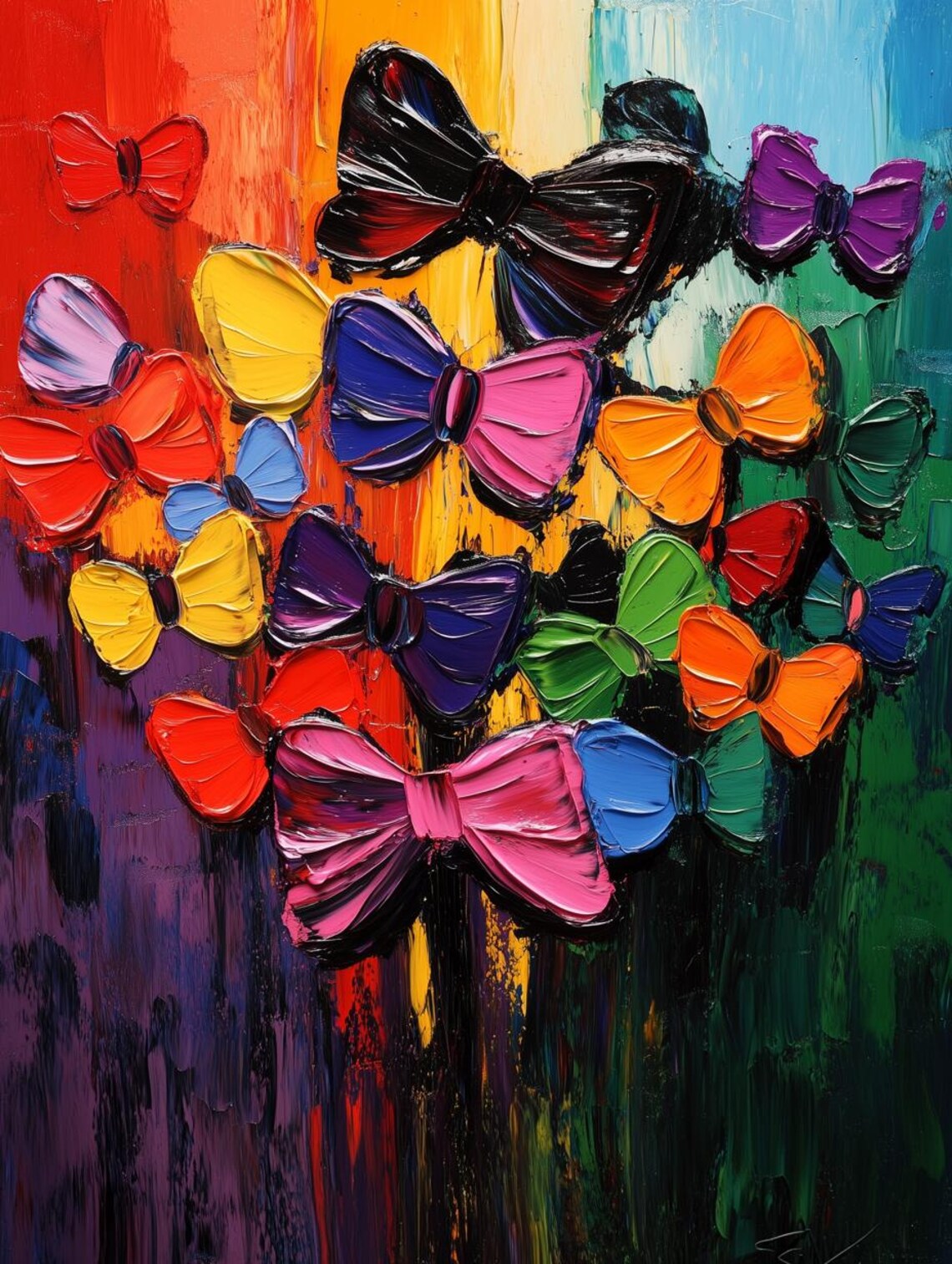 Colorful Bow Print Inspired by Claude Monet