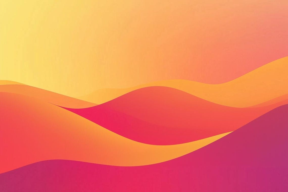 Orange Pink Wave Layers Warm Gradient Modern Abstract Poster