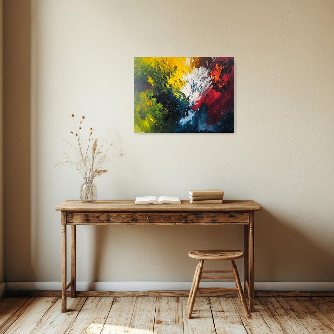 Explosive Palette Knife Color Burst Abstract Oil Painting Poster - Image 2