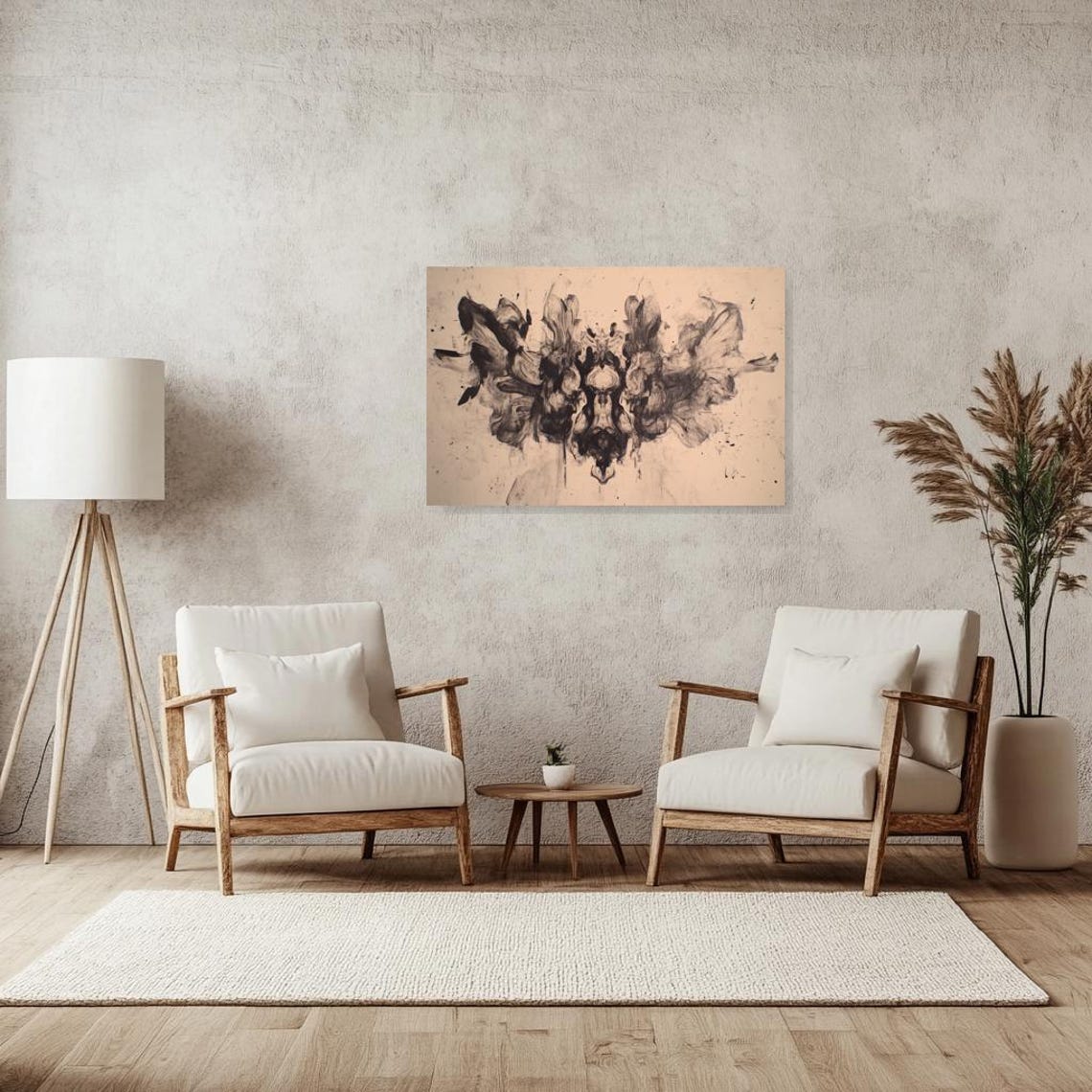 Black Ink Abstract Symmetric Blot Modern Art Wall Decor Poster - Image 3