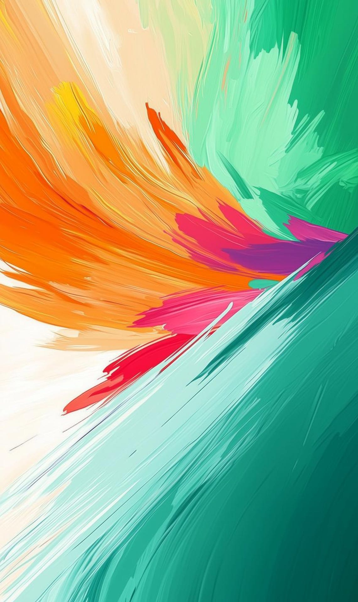 Colorful Abstract Wall Art Inspired By Abstract Expressionism With Bold Swirls In Orange And Green For Home Decor