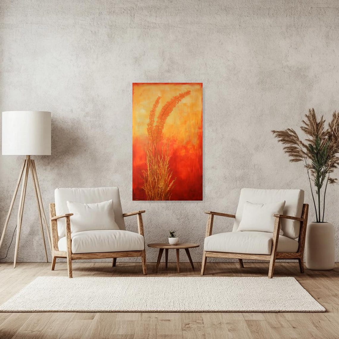Warm Glowing Orange Sunset Golden Wheat Field Harvest Poster - Image 3