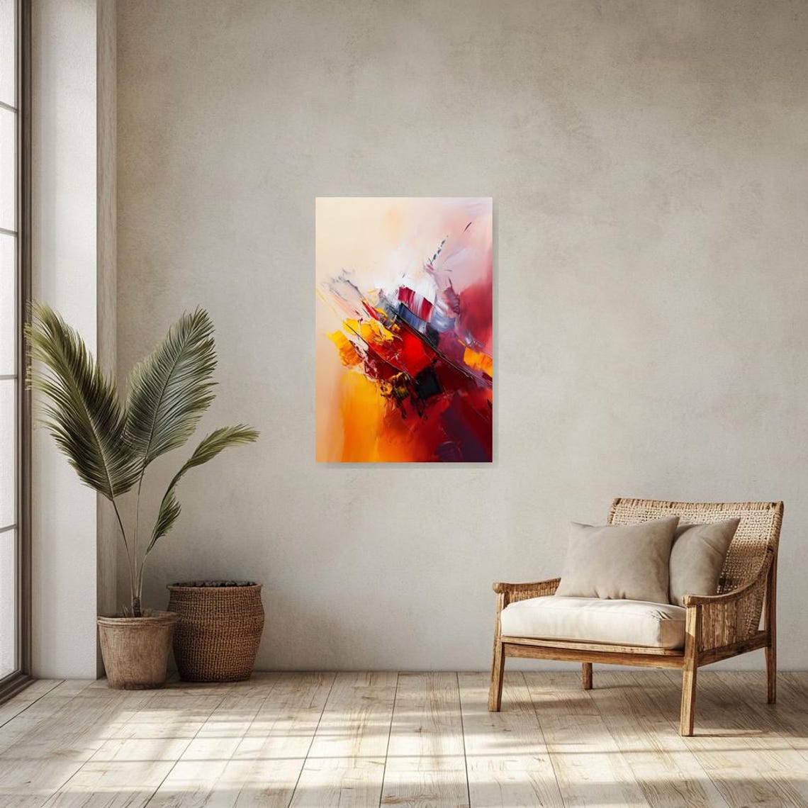 Fiery Bold Red Yellow Impasto Abstract Expressionist Art Poster - Image 3