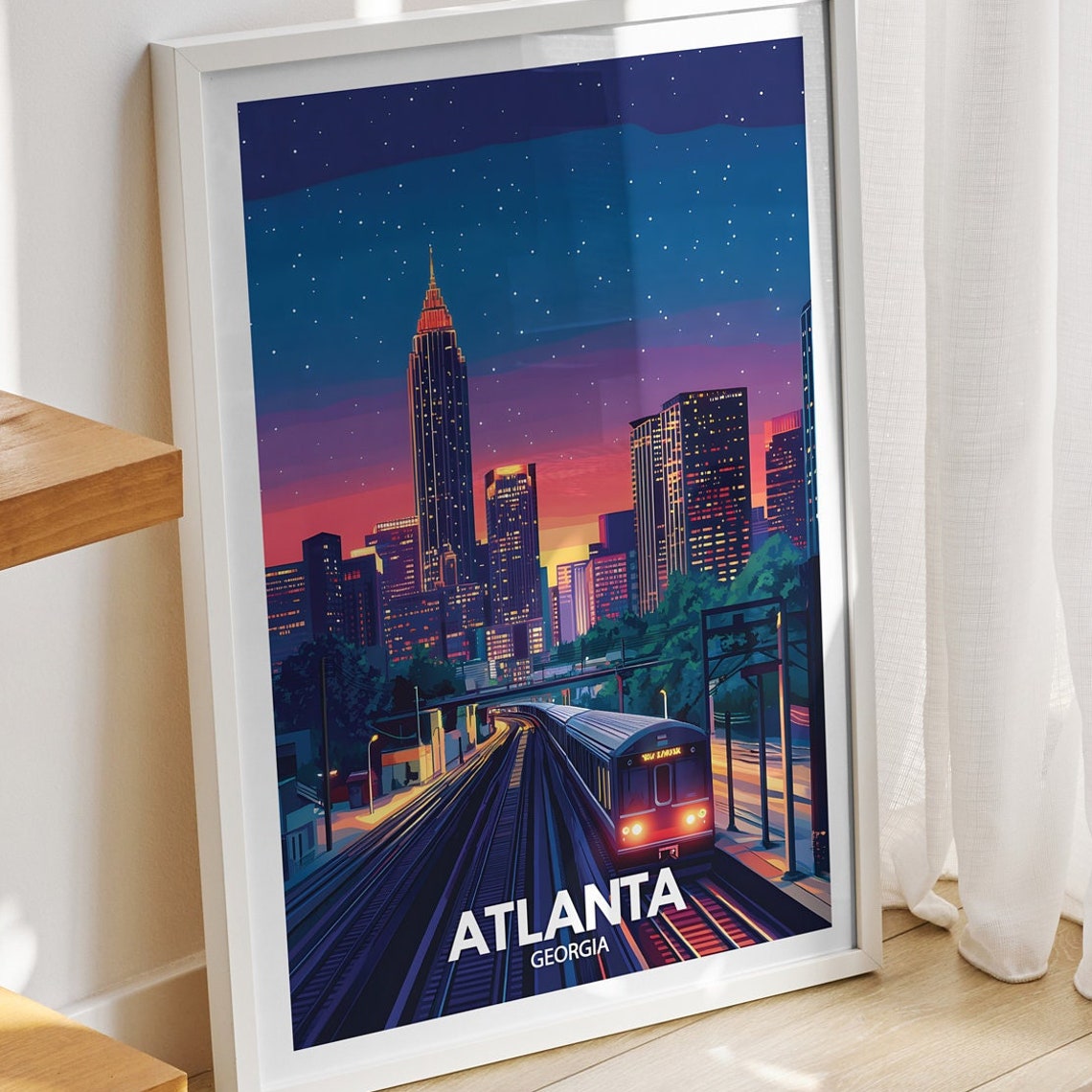 Atlanta Travel Print Georgia Atlanta Travel Poster Georgia Travel Poster Georgia Cityscape Wall Art Unique City Art Decor