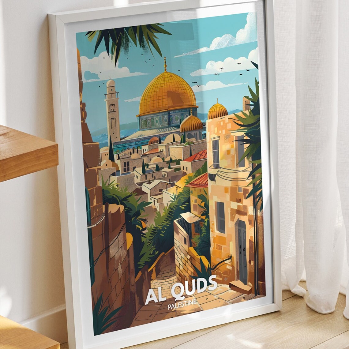 Al Quds Travel Poster, Palestine Cityscape