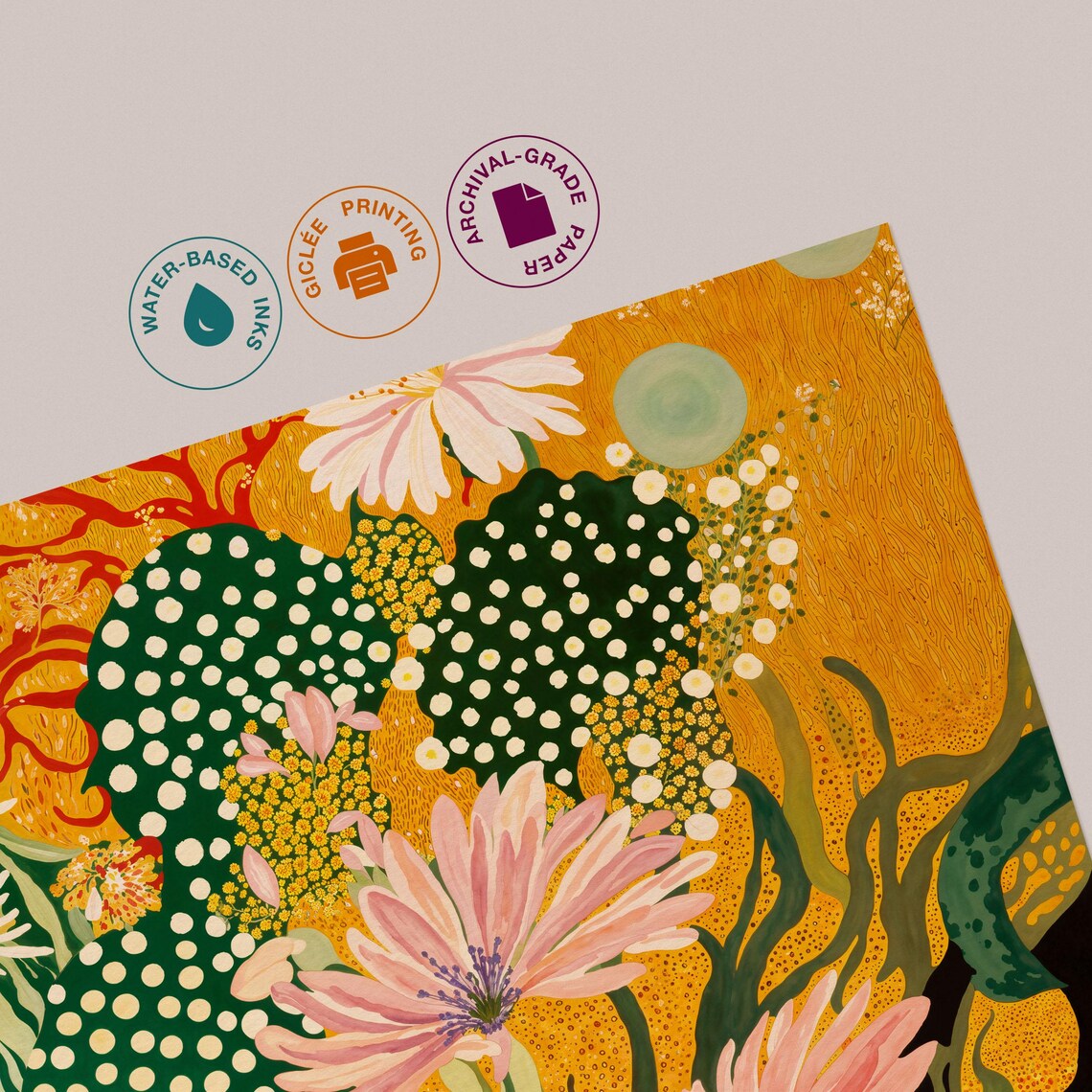Yayoi Kusama-Inspired Japanese Abstract Botanical Art Print - Image 3