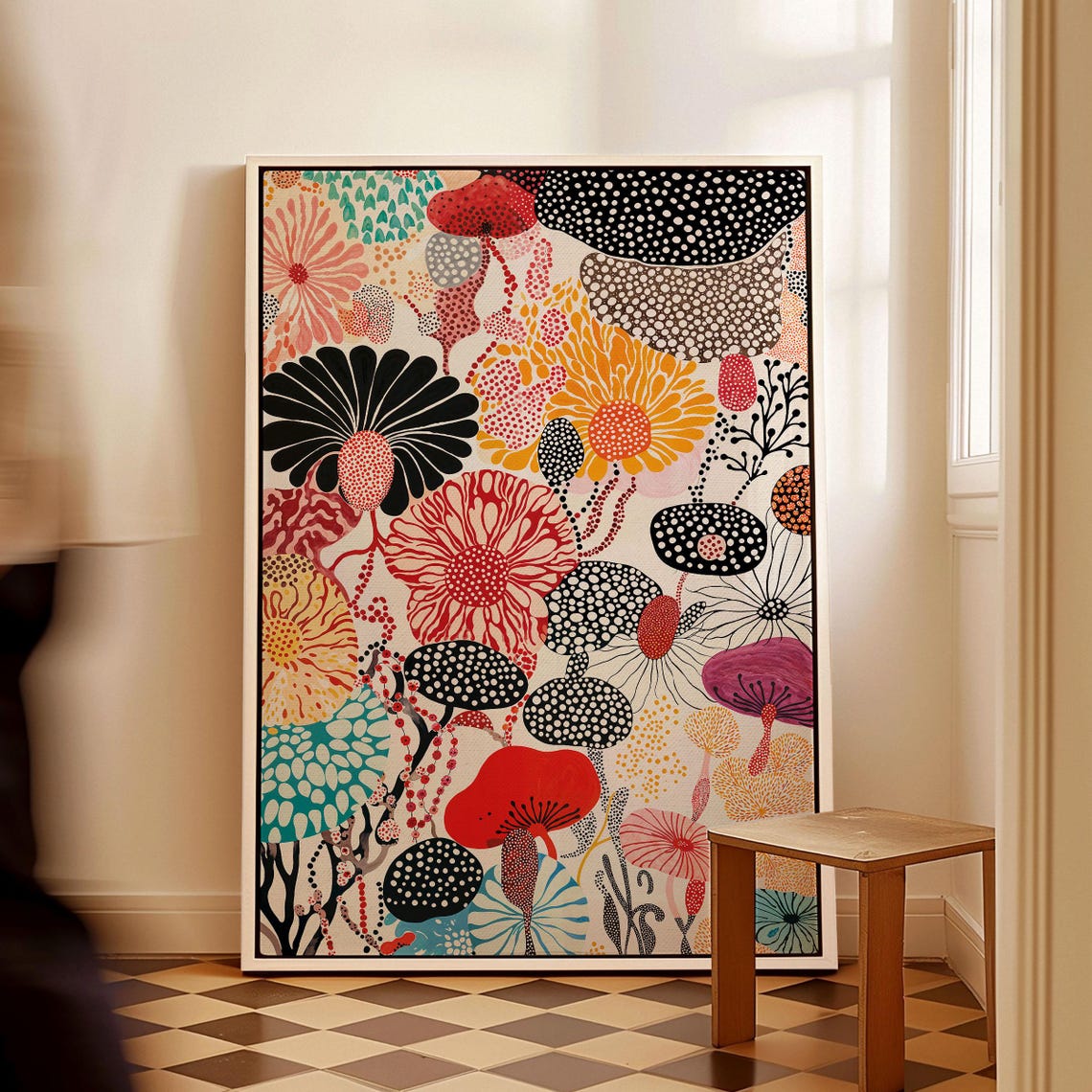 Yayoi Kusama Ivory Botanical Collage Flower Meadow Artwork Poster