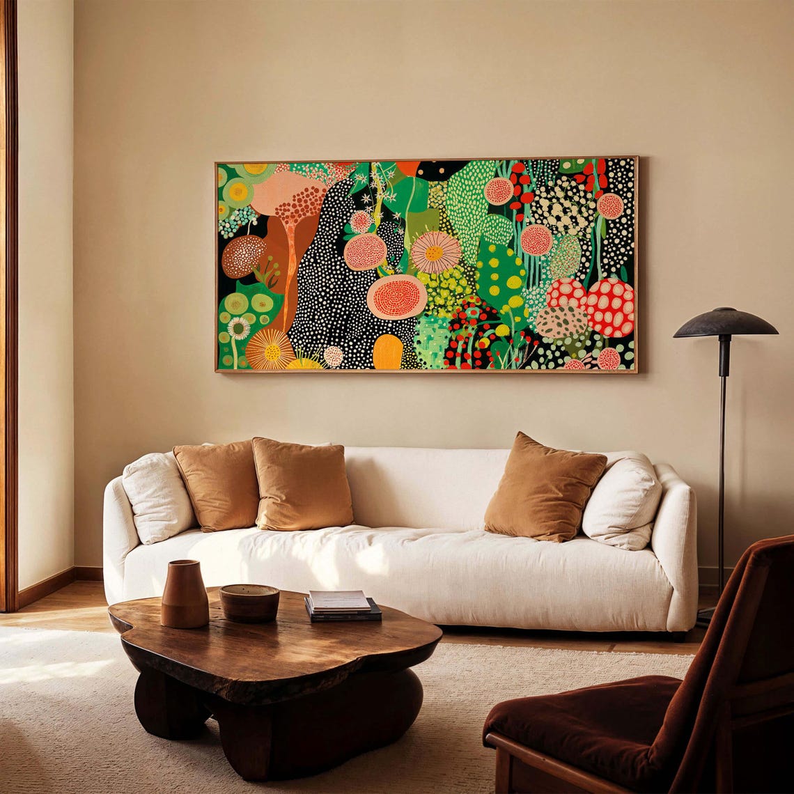 Panoramic Dotted Floral Garden Kusama-Inspired Landscape Poster - Image 3