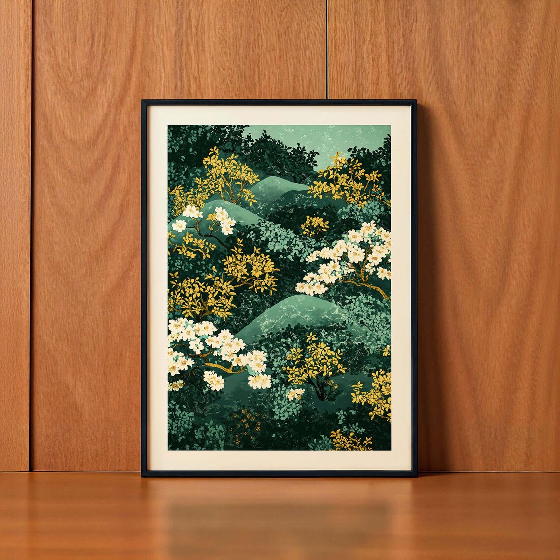 Japanese Botanical Art Print, Japandi Nature Decor