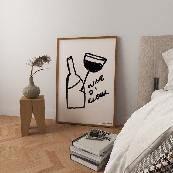 Wine Oclock Vintage Retro Drink Poster
