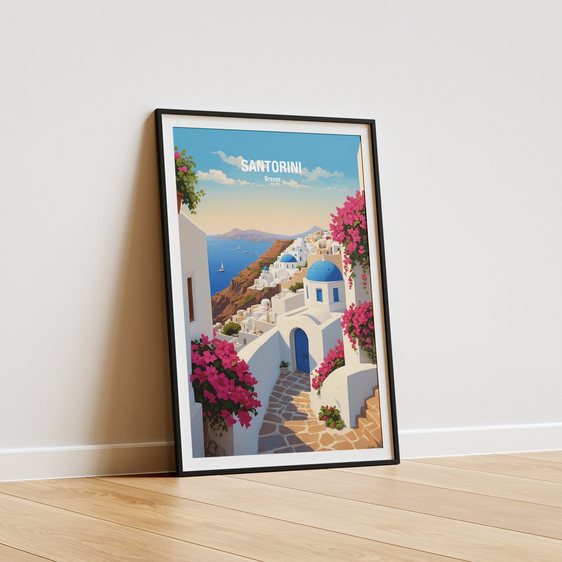 Santorini Greece Blue Domes Overlooking The Caldera Sea Poster - Image 5