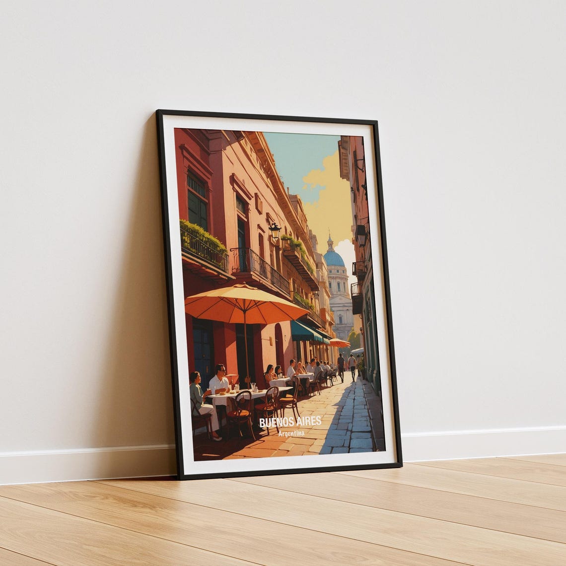 Buenos Aires Argentina Sunny Cafe Street Corner Scene Poster - Image 5