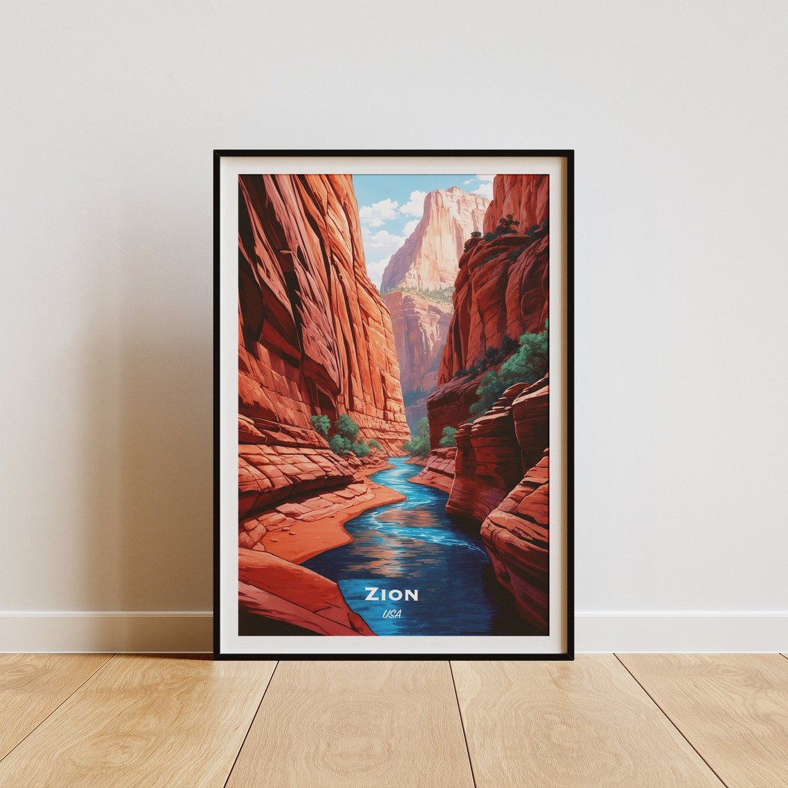 Zion National Park Red Canyon River Narrows View Hiking Poster