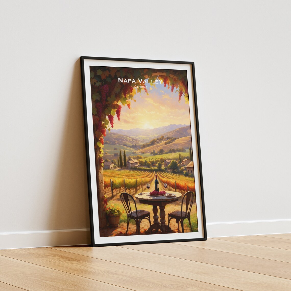 Napa Valley California Golden Vineyard Terrace At Sunset Poster - Image 5
