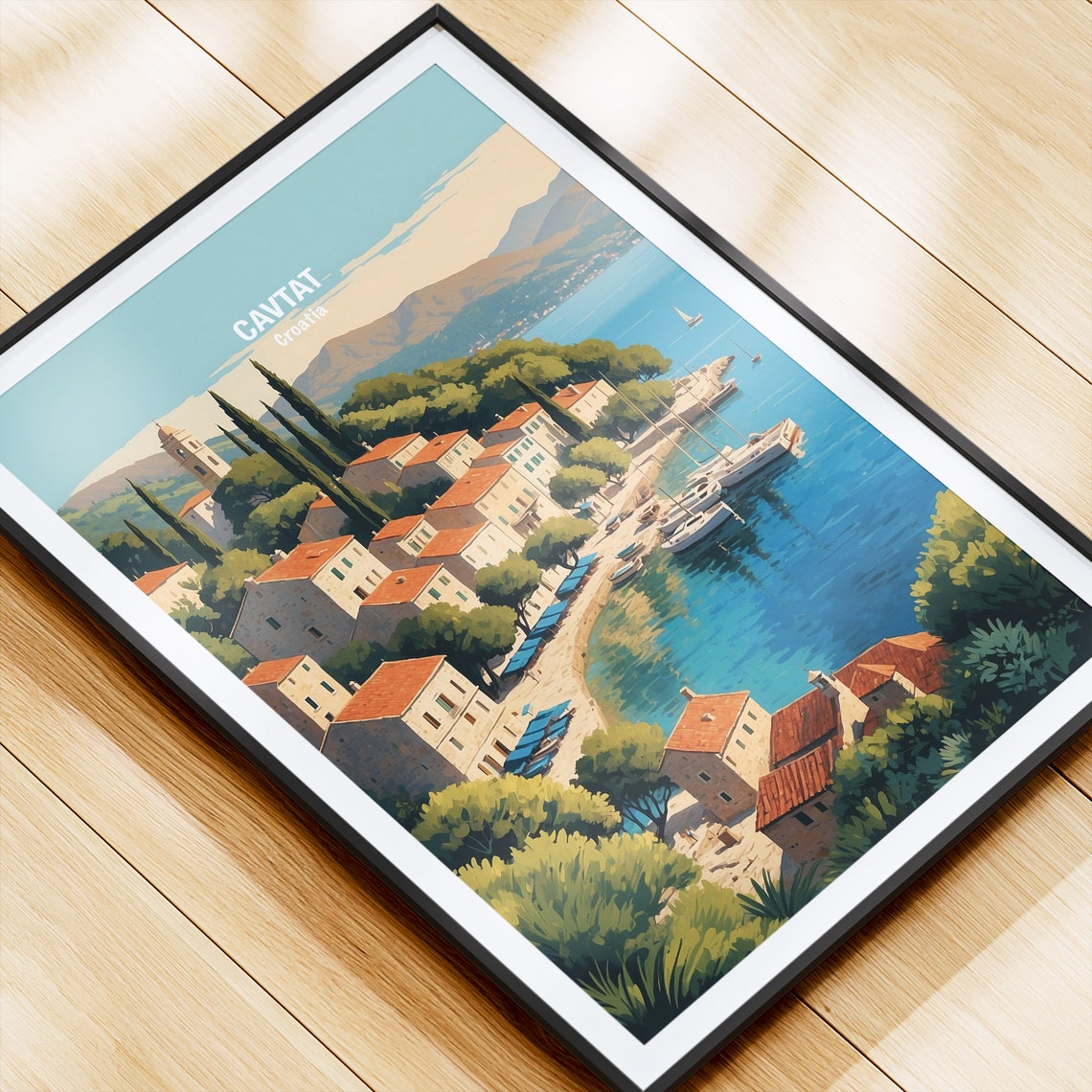 Cavtat Croatia Harbor Village Adriatic Coast View Town Poster - Image 4