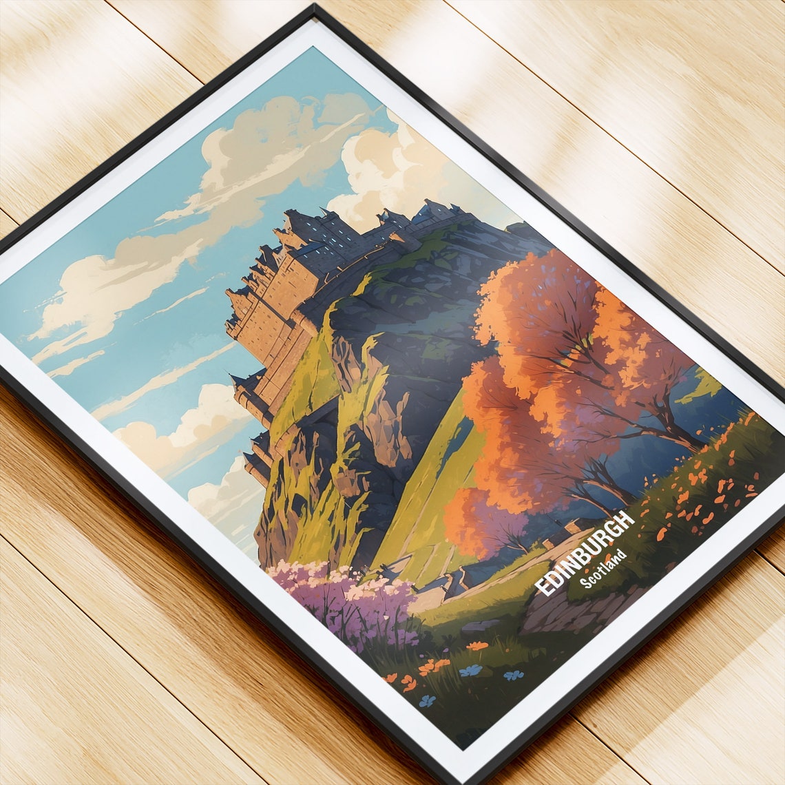 Edinburgh Castle on the Crag Autumn Trees Scotland Travel Poster - Image 4