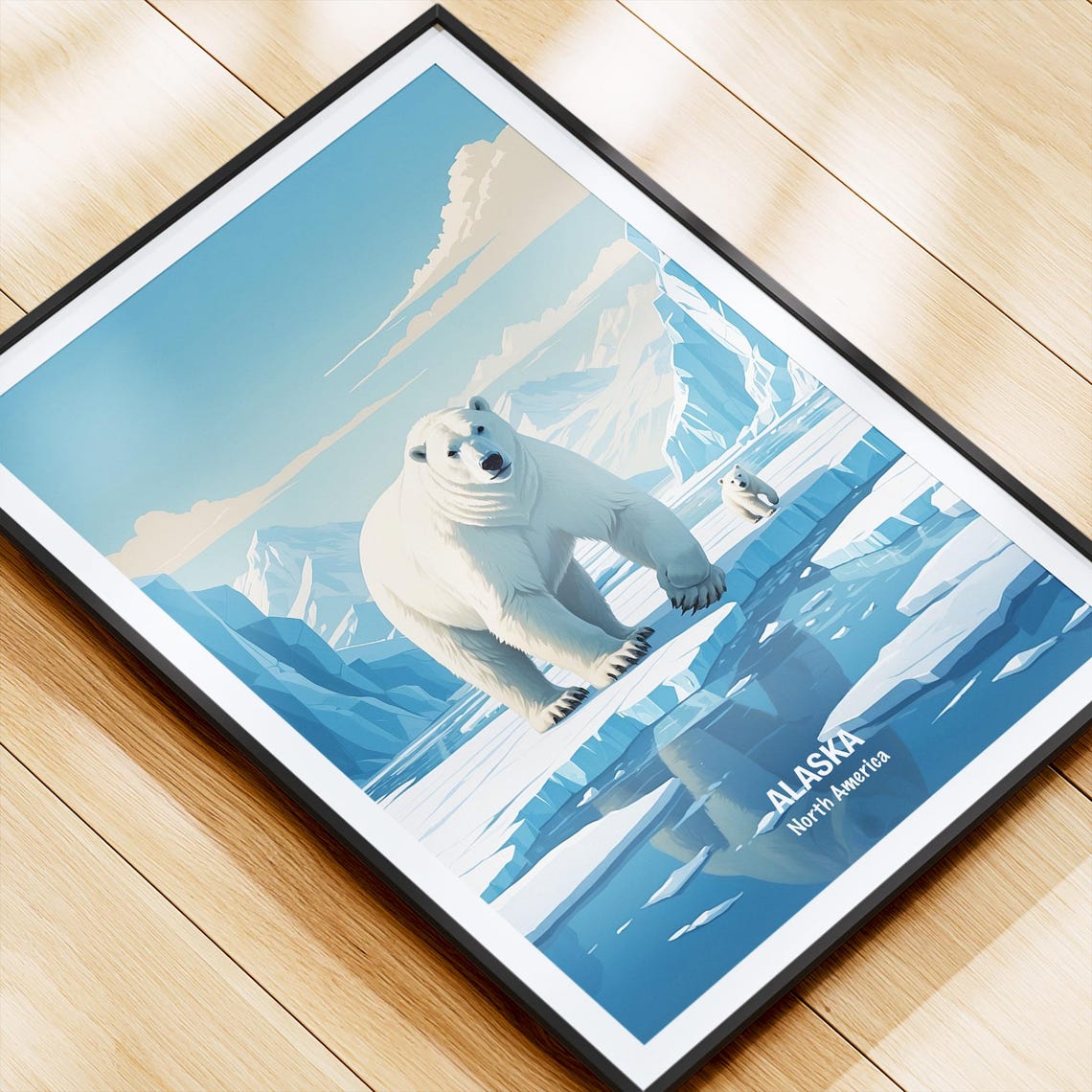 Alaska Polar Bear on Arctic Ice Floes Glacier Wildlife Poster - Image 4