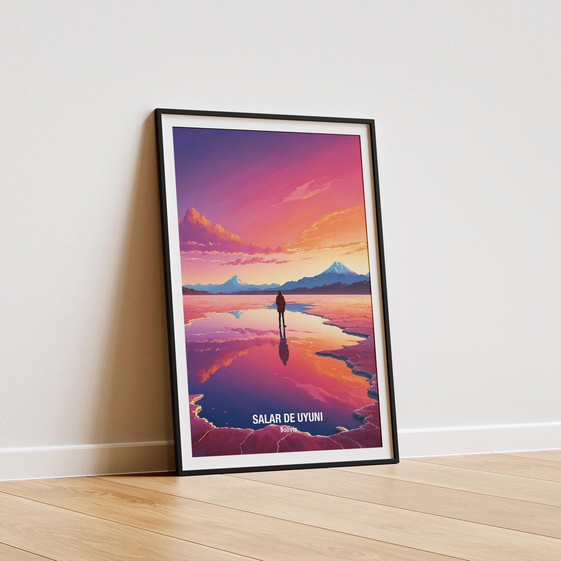 Salar De Uyuni Bolivia Mirrored Sunset Salt Flat Travel Poster - Image 5