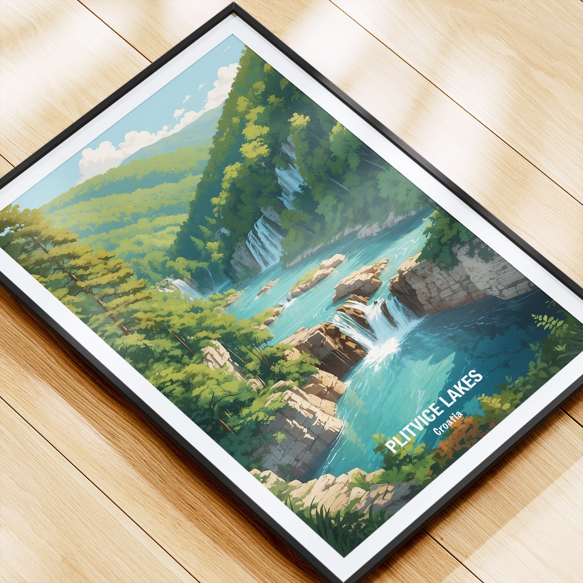 Plitvice Lakes Croatia Emerald Cascades Lush Green Forest Poster - Image 4