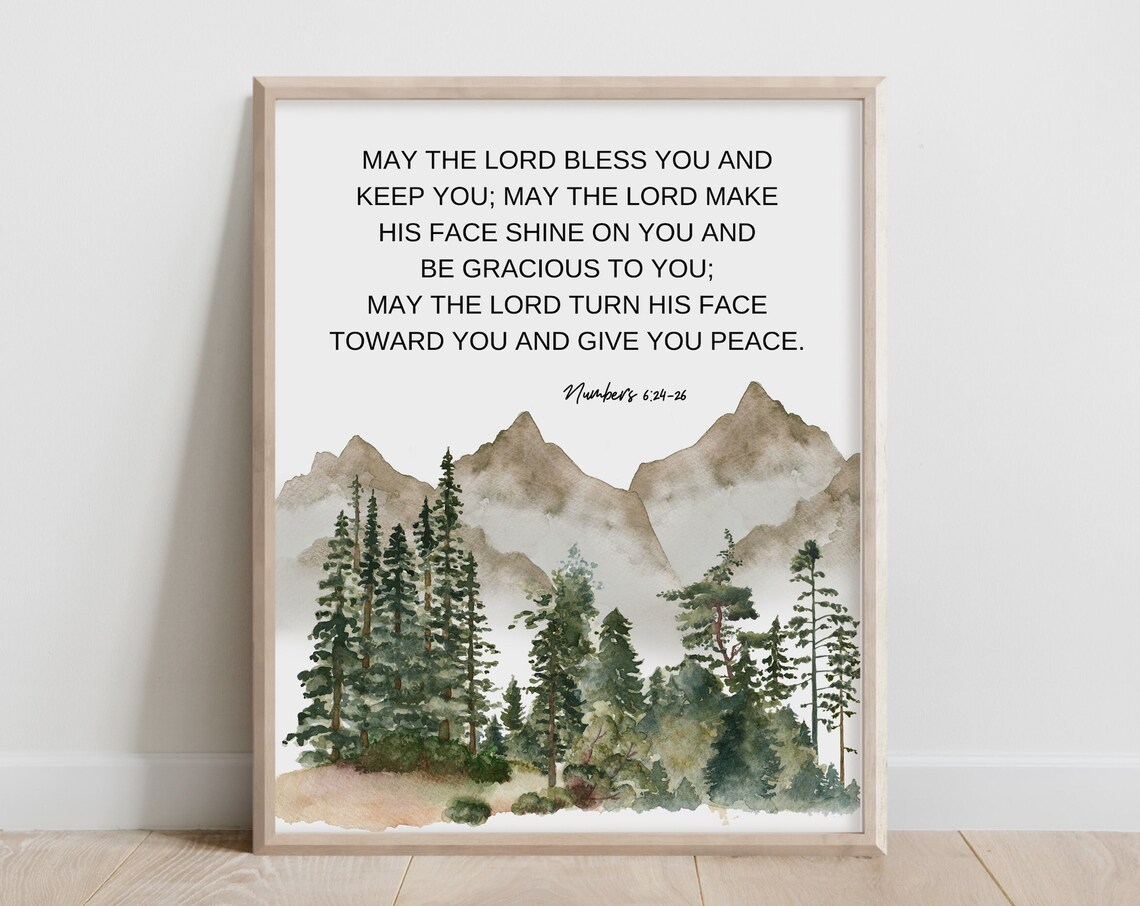 Numbers 6-24-26 May the Lord Bless You Watercolor Forest Scripture Poster