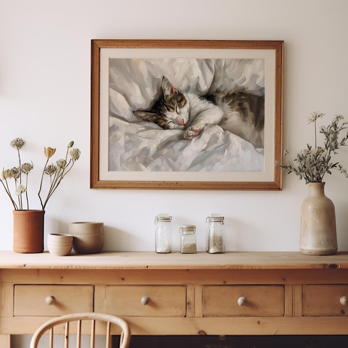 Vintage Tabby Cat Sleeping Cat Wall Art Print - Image 2
