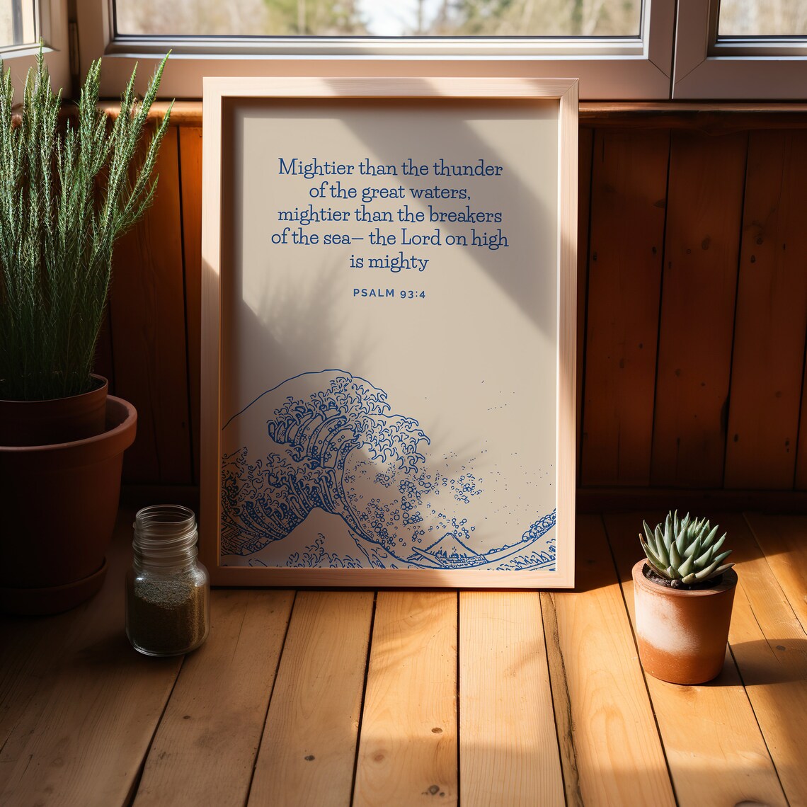 Mightier Than the Thunder Psalm 93:4 Ocean Wave Scripture Poster - Image 3
