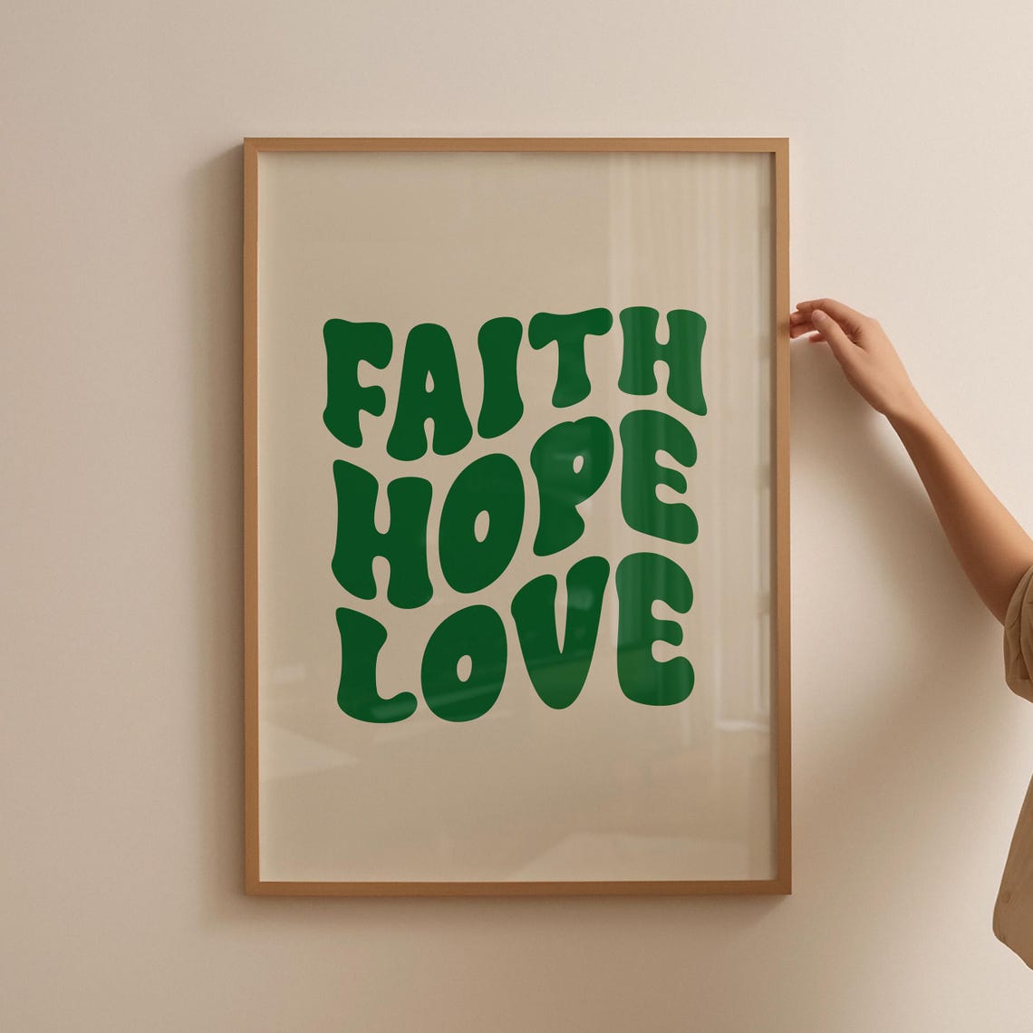 Retro Groovy Christian Wall Print Faith Hope Love Christian Poster Bible Verse Wall Decor Christian Art - Image 5