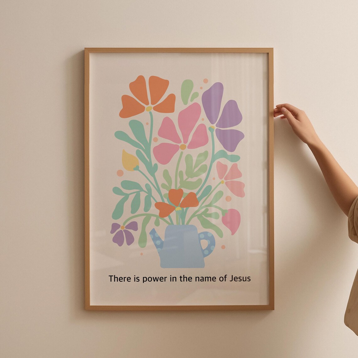 There Is Power In The Name Of Jesus Floral Wall Quote Poster - Image 4