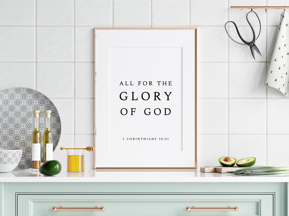 All For The Glory Of God Minimalist Bible Scripture Quote Poster - Image 3