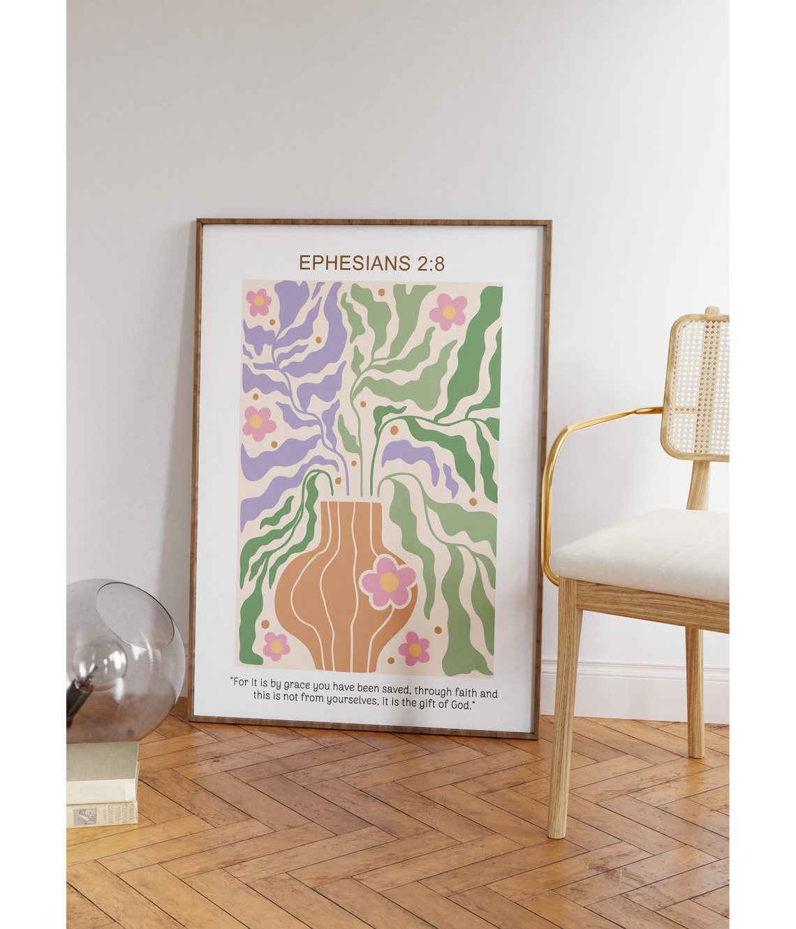 Floral Christian Wall Art Ephesians Scripture Religious Poster Wall Decor Faith Poster Bible Verse Baptism Gift Gift For Christian - Image 3