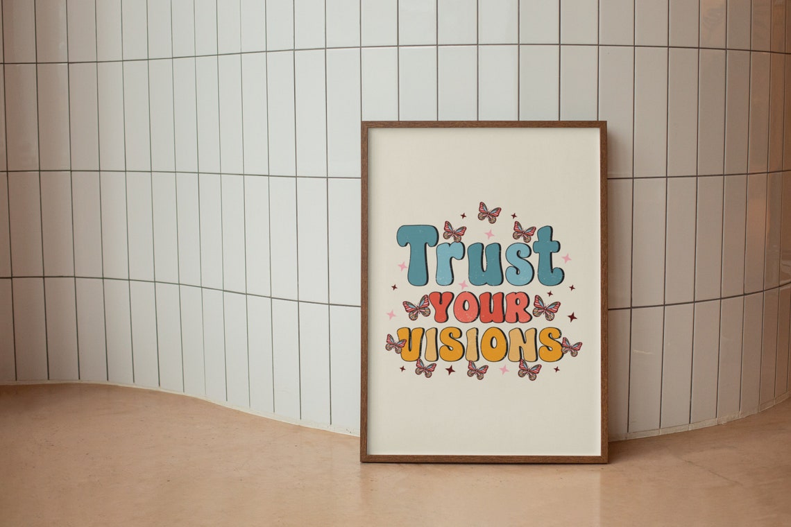 Retro Quote Wall Print Inspirational Print Butterfly Poster Print Retro Wall Decor Art Print - Image 5
