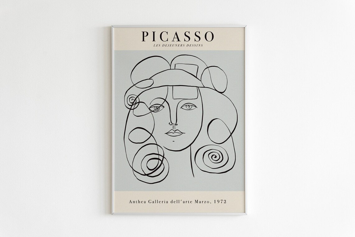 Picasso Line Drawing Face 1972 Anthea Galleria Exhibition Art Poster - Image 3
