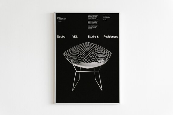 Neutra VDL Studio Residences White Wire Chair Black Design Poster