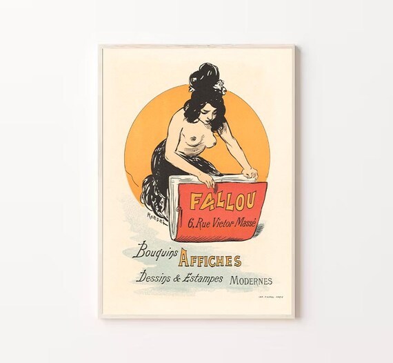FALLOU Vintage French Bouquins Affiches Auguste Roedel Art Poster