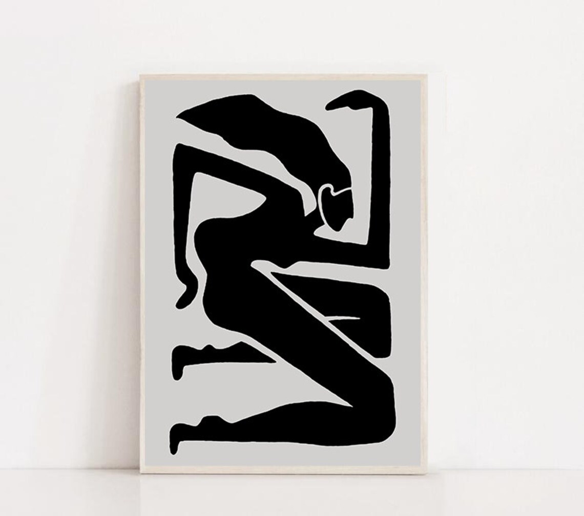 Abstract Reclining Woman Black and White Silhouette Figure Art Poster - Image 2