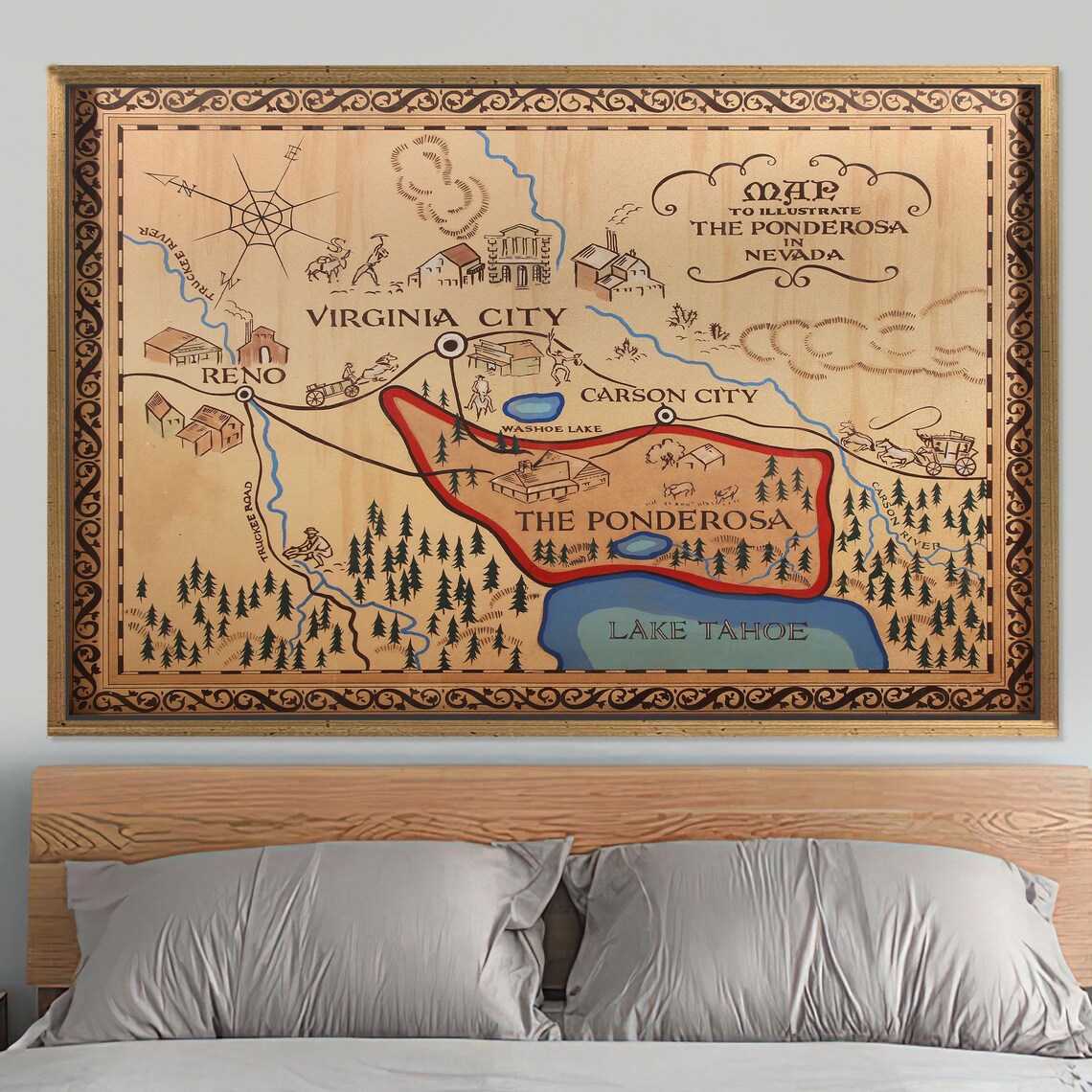 Virginia City Vintage Style Map Art Print