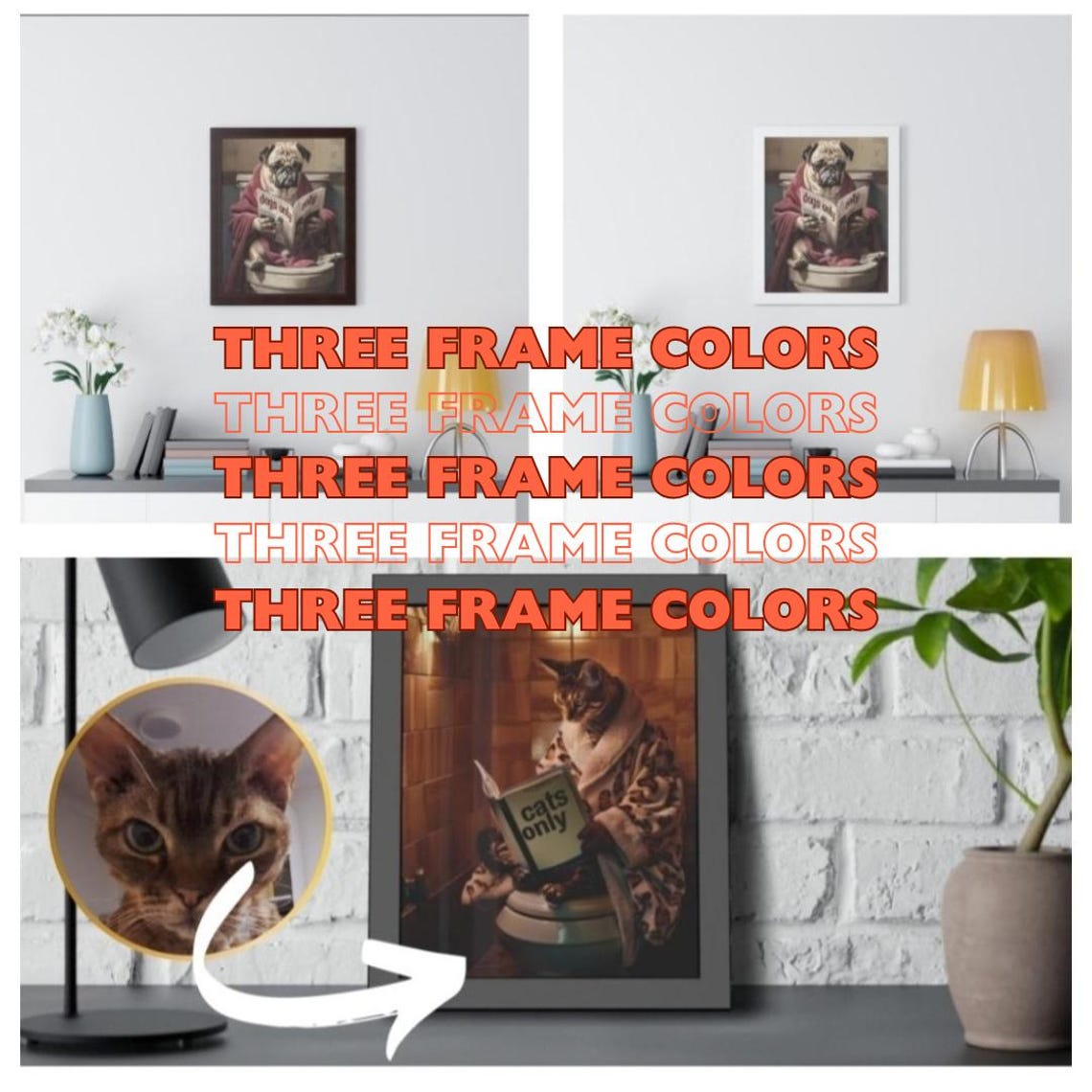 Customizable Pet on the Toilet Funny Personalized Bathroom Wall Art - Image 2