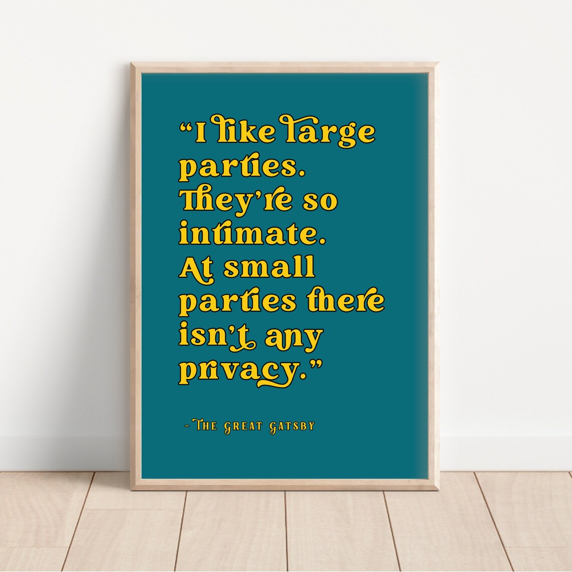 The Great Gatsby Literary Quote Pink I Like Large Parties Book Wall Art - Image 3