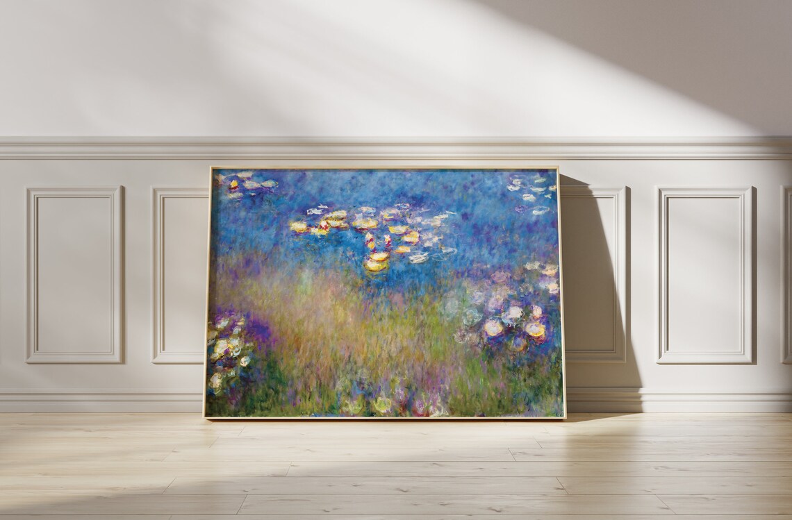 Claude Monet Water Lilies Blue Pond White Gold Lilies Impressionism Poster - Image 3