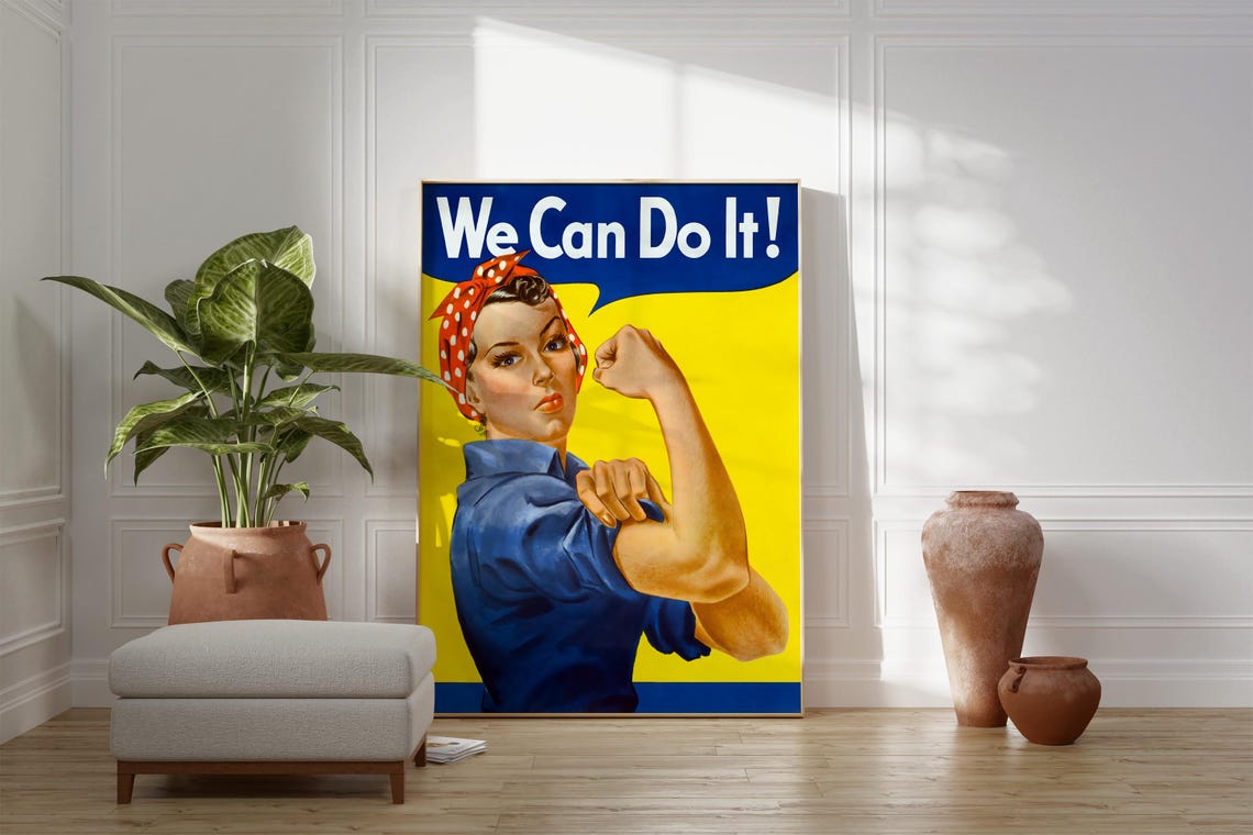 We Can Do It Rosie The Riveter Vintage Iconic WWII Feminist Poster - Image 2