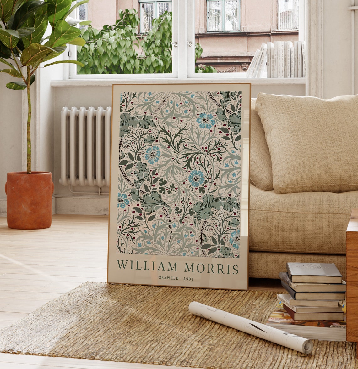 William Morris Seaweed 1901 Sage Botanical Pattern Art Nouveau Poster - Image 3