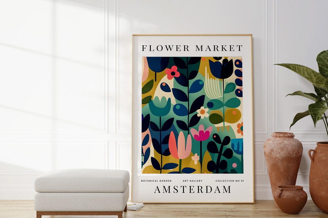 Amsterdam Flower Market, Boho Botanical Art Print - Image 4